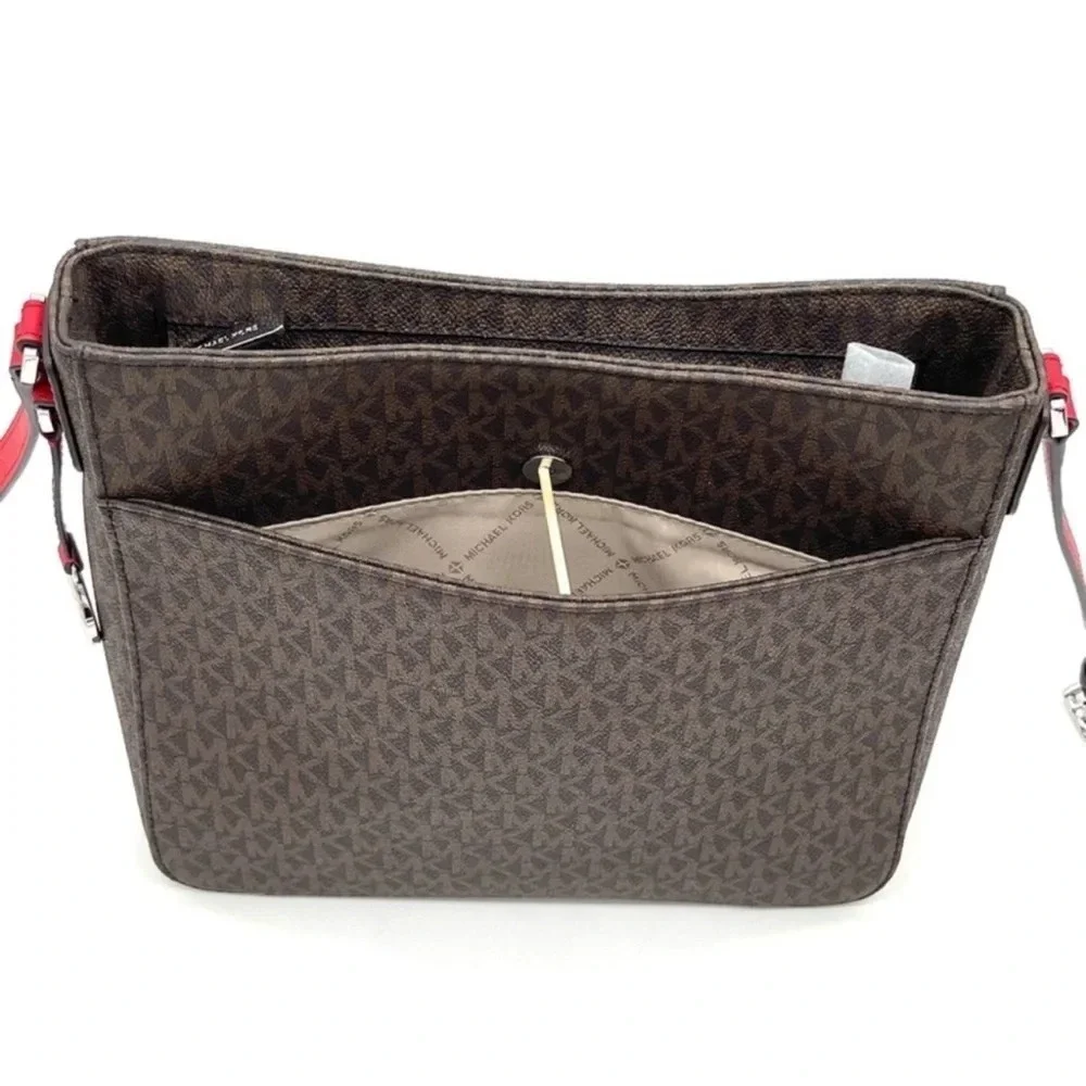 Michael Kors Large Messenger Crossbody Bag Brown/Red
